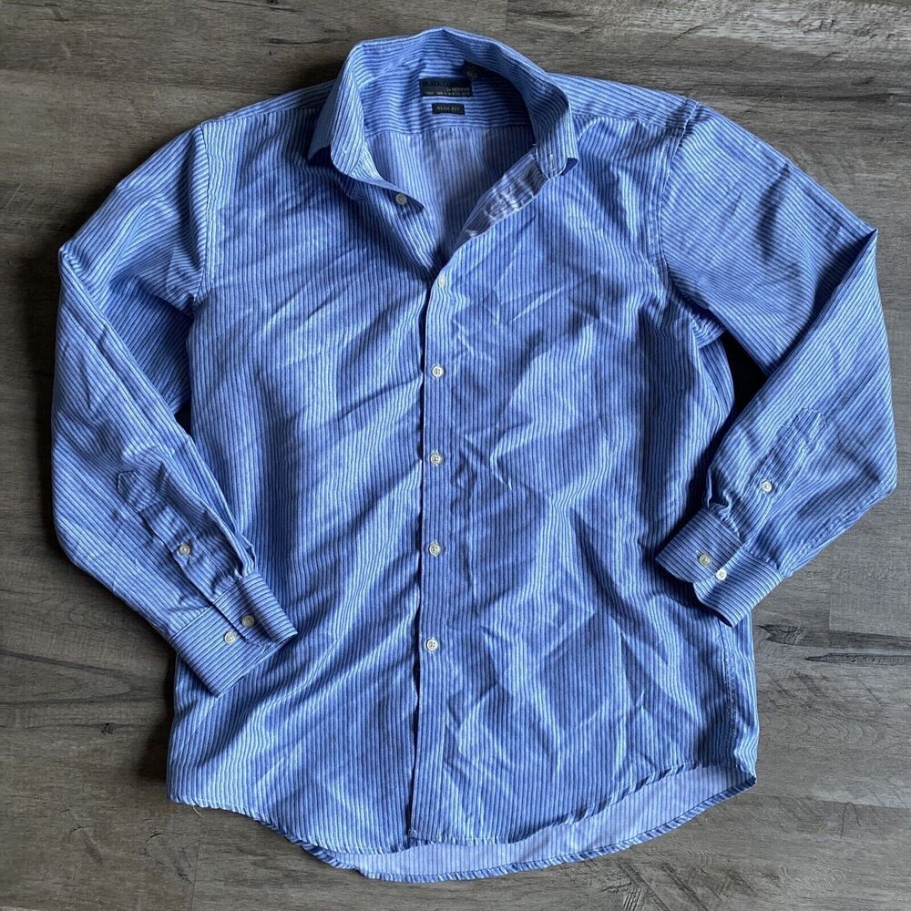 Black Label by Ruffini Button up Long Sleeve Shirt M 15-15 1/2 32/33 Slim Fit